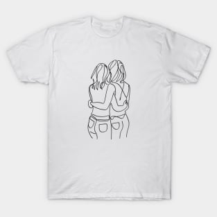 LGBT One Line Art Lesbian Couple T-Shirt